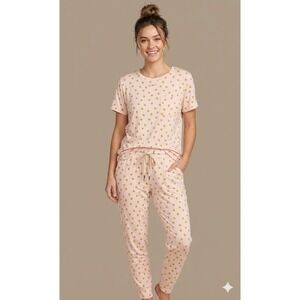 Lates by Kate Modal Blend Polka Dot Pajama Jogger & Tee Set Medium Pink & Gold